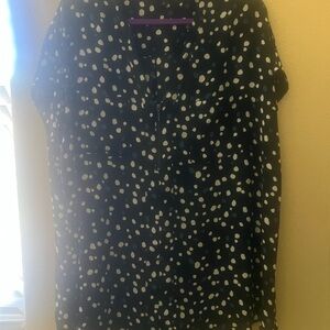 Torrid Black Blouse with White and Blue Dots